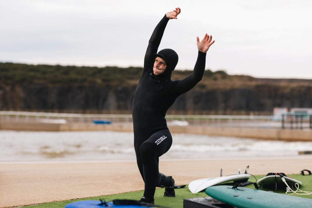 Patrick Langdon Dark suiting up in the new Gul Viper Wetsuit.